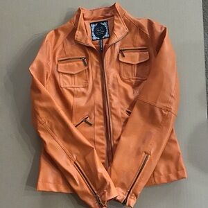 NY Yoki Collection Faux Leather  Spicy Orange Jacket Medium